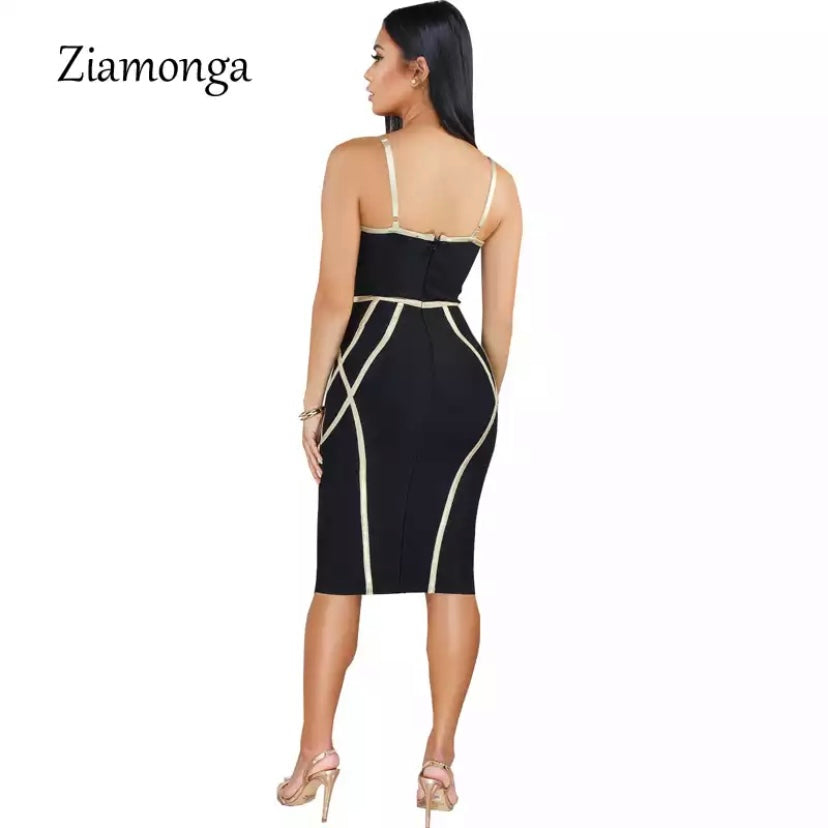 Women Bandage with gold straps Dress  Souad15 Boutiques