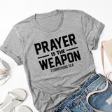 Prayer Is The Weapon 2 Corinthians 10:4 Christian T-shirt Casual Unisex Bible Verse Religion Tshirt Women Graphic Quote Tee Top