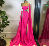 Hot Pink Mermaid Evening Dresses Beading