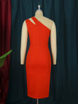 One Shoulder Plus size Red dress