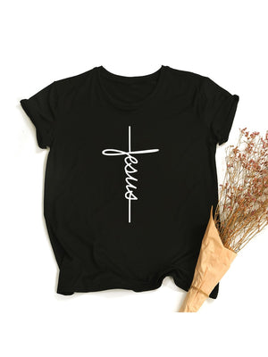 Faith Tshirt Cross Jesus Tees Tops Christian Shirt Women Fashion Tshirt Baptism Church Bride Esthetic Tumblr T Shirt