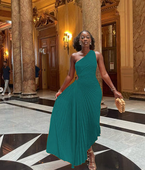 One shoulder pleated dress woman Souad15 Boutiques One shoulder pleated dress woman Souad15 Boutiques