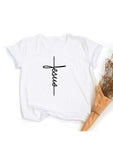 Faith Tshirt Cross Jesus Tees Tops Christian Shirt Women Fashion Tshirt Baptism Church Bride Esthetic Tumblr T Shirt