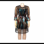 Vintage Sequined Dress Long Sleeve Sexy
