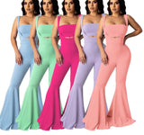 2020 New Summer Women Casual Two Piece Set Tube Top Spaghetti Straps