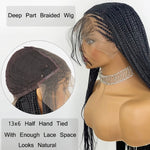 Long Micro Braided 13x6 Synthetic Lace Front Wigs Full Hand Tied Box Braid Heat Resistant