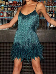 Sequined Tassel Feather Dress
