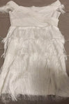 White Fringe Celebrity Evening Runway dress