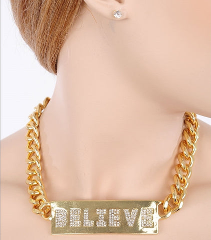 "Believe" earring + necklace