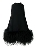 Sleeveless Feather Fur Dress For Women