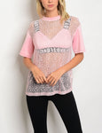 "Love" crop top bra and t-shirt mesh