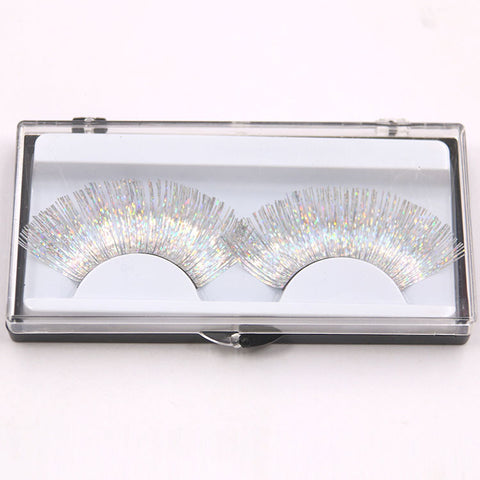 1 Pair Laser Gold Silver Line False Eyelashes