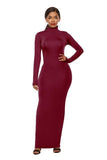 Plus Size S-5XL Long Sleeve Turtleneck Stretchy Long Dress 2019 Summer