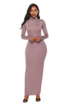 Plus Size S-5XL Long Sleeve Turtleneck Stretchy Long Dress 2019 Summer