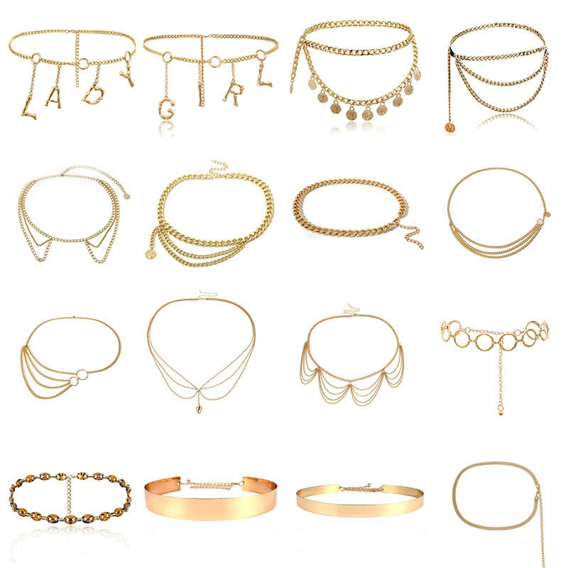 Luxury Women Chain Belts Waistbands All-match Waist Gold Silver