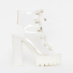 New Peep Toe Boots Woman PVC Platform Boot Party Wedding Ankle Boots