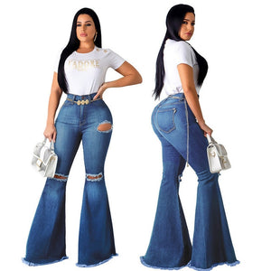 Jeans Wide Leg Trousers Lady Casual Bell-Bottoms
