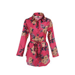 Summer Sexy Women Silk Satin Shirt Dress