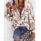 Chains print New Tops Blouse plus size