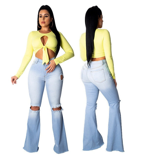 Jeans Wide Leg Trousers Lady Casual Bell-Bottoms