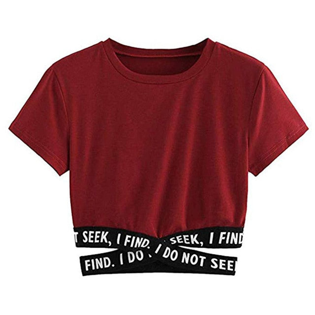 Cross Bandage shirt Sexy Tops T-Shirt Streetwear