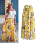 Summer skirt high waist Chiffon Print Bohemian Ankle-Length