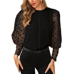 Vintage Blouse See-through Sleeve Sexy Polka Dot