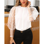 Vintage Blouse See-through Sleeve Sexy Polka Dot