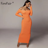 Winter Sexy Dress Off Shoulder Maxi Long Sleeve Party Dress