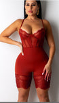 Women Mesh Lace V-Neck Lingerie Jumpsuit Underwear