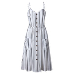 2019 New Women Print  Stripe Long dress