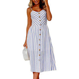 2019 New Women Print  Stripe Long dress