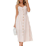 2019 New Women Print  Stripe Long dress