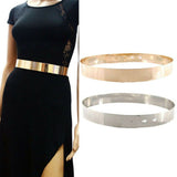 Brand New Women Adjustable Fashion Full Metal Waist Belt Wide Bling Gold