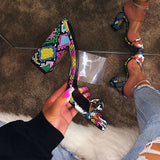 Women Transparent Sandals Ladies High Heel Slippers Candy Color