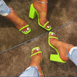 Women Transparent Sandals Ladies High Heel Slippers Candy Color