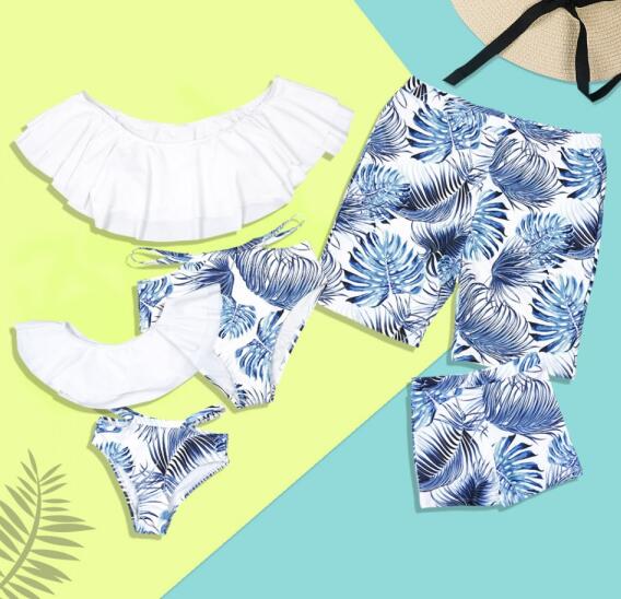 Family Matching Swimsuit Queen Princess Swimwear  Beachwear Mommy and me Swimsuit Beach Shorts For Kids Men