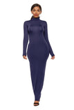 Plus Size S-5XL Long Sleeve Turtleneck Stretchy Long Dress 2019 Summer