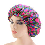 33cm Adjust Hair Styling Caps Print Large Sleep Fabric Hair Bonnet Satin Lined Sleep Cap Night Hat Ladies Hair Styling Tool
