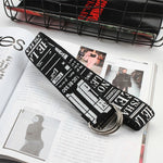 24 styles Unisex Canvas Belts Letters Printed D Ring Double Buckle Punk Waist Strap