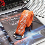 24 styles Unisex Canvas Belts Letters Printed D Ring Double Buckle Punk Waist Strap