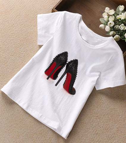 New Added Tshirt Girl Watercolor High Heels Pretty Girls Cozy T Shirts Cute