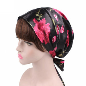 Women Silk Shower Cap Night Sleep Cap Hair Bonnet Hat Head Cover Satin