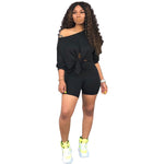 Women Summer Sporty 2 Piece Set  Sleeve Tie Up