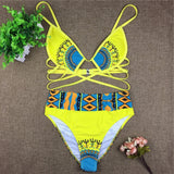 Sexy Tribal Print Bathing Suit Women African Swimwear Swimsuit High Waist