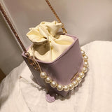 Solid color Pearl Tote Box bag 2020 Fashion