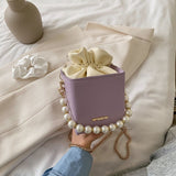 Solid color Pearl Tote Box bag 2020 Fashion