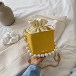 Solid color Pearl Tote Box bag 2020 Fashion