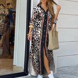 Women Elegant Button Down Long Shirt Dress