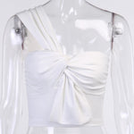 One Shoulder Crop Top Front Bandage